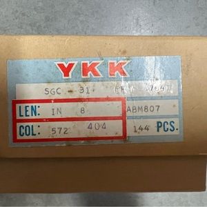 YKK box of 144 zippers 8” new
